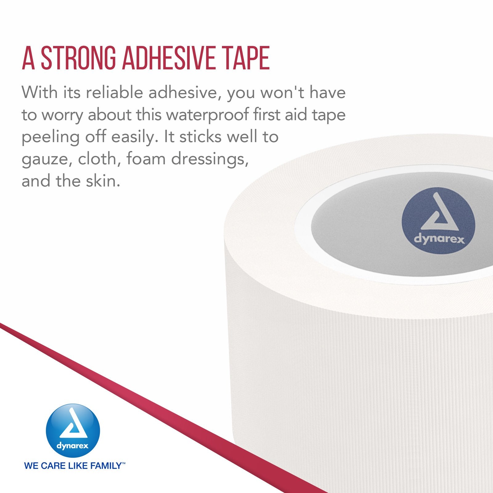 Dynarex Non-Woven Adhesive Tape, 1/2" x 2.5yds 2ea/bx, 100bxs/case (200 Count)