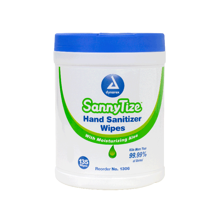 Dynarex Instant Hand Sanitizer, 5.9" x 7.5" Wipes, 12can/case (1620 Count)
