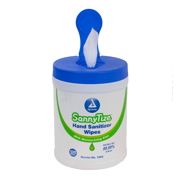 Dynarex Instant Hand Sanitizer, 5.9" x 7.5" Wipes, 12can/case (1620 Count)