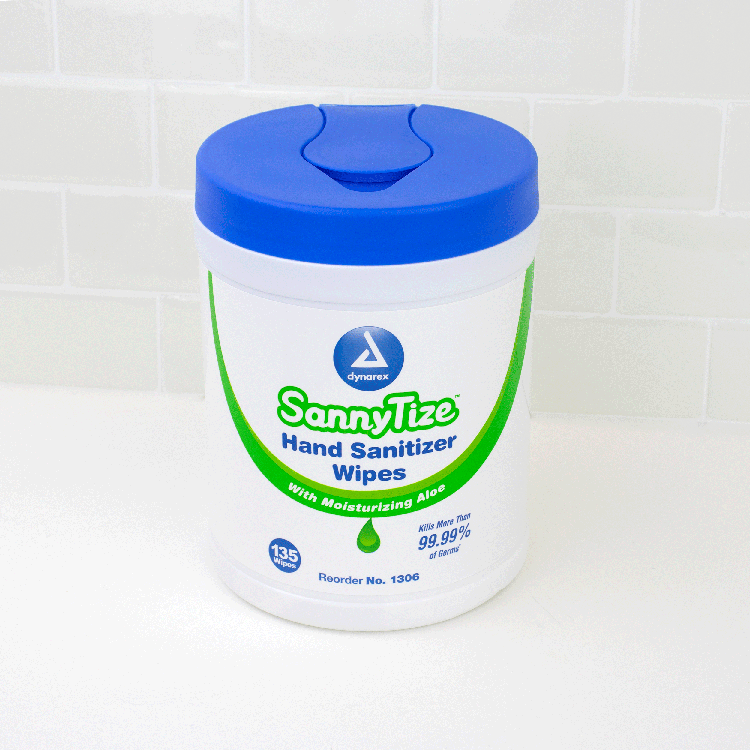 Dynarex Instant Hand Sanitizer, 5.9" x 7.5" Wipes, 12can/case (1620 Count)