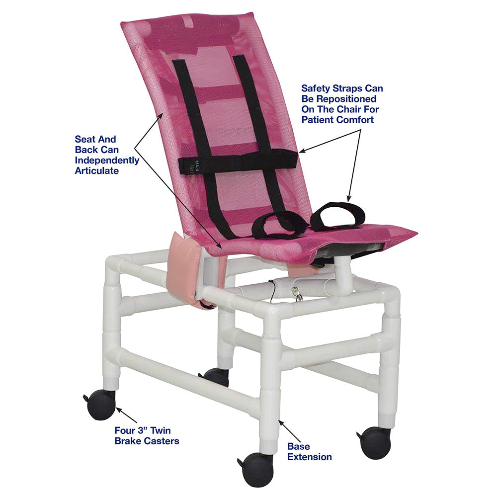 MJM International 191-MC-A Articulating bath chair (MEDIUM), with base & casters (fully adjustable), 130 lbs weight capacity