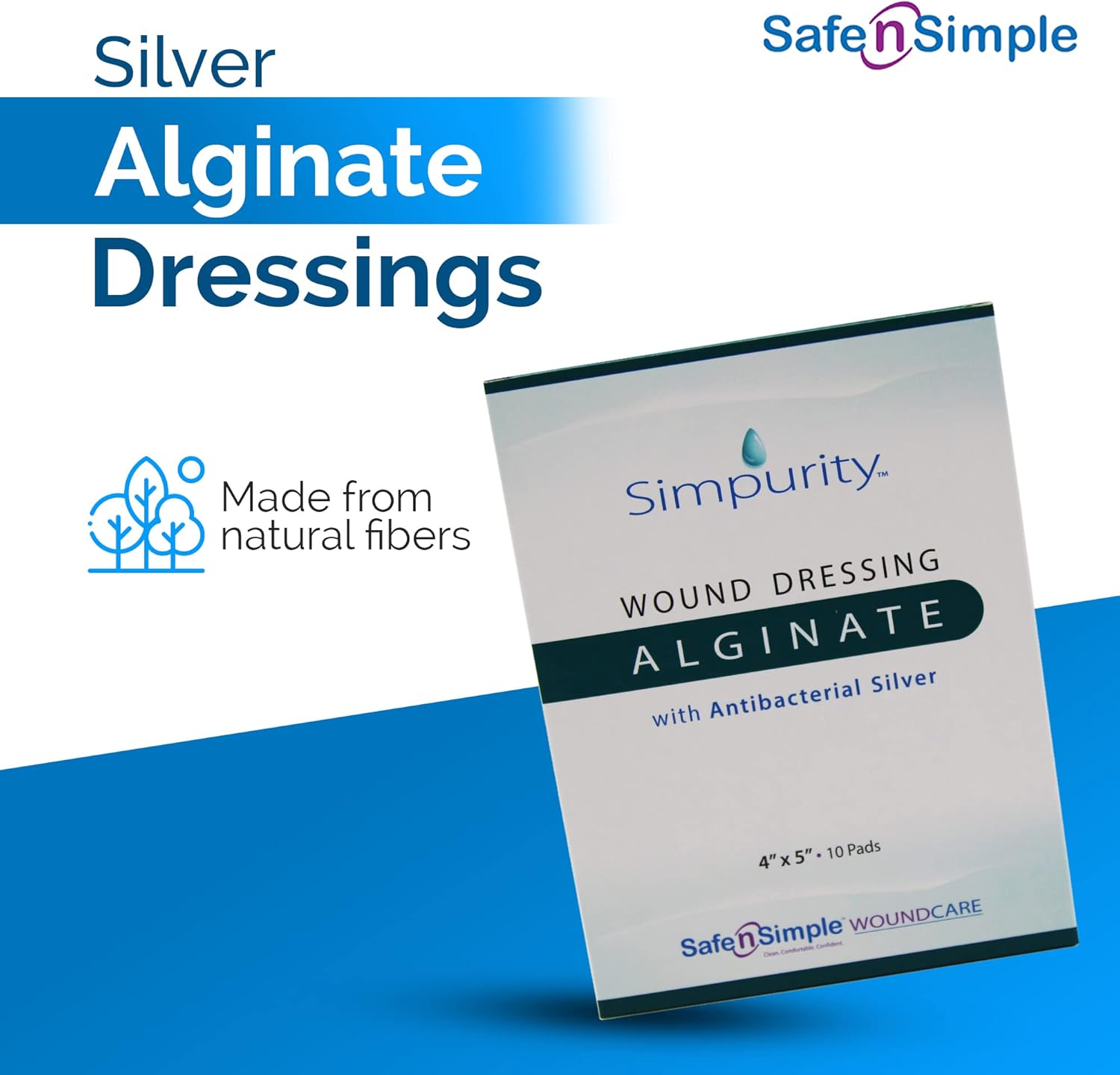 Safe N Simple Simpurity Silver Calcium Alginate Wound Dressing (160 Count)
