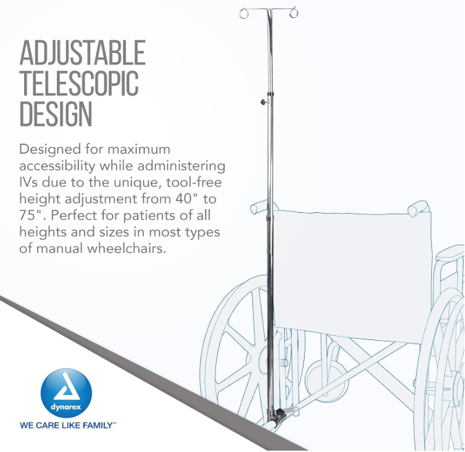 Dynarex Universal Telescoping IV Pole, 10pcs/case (10 Count)