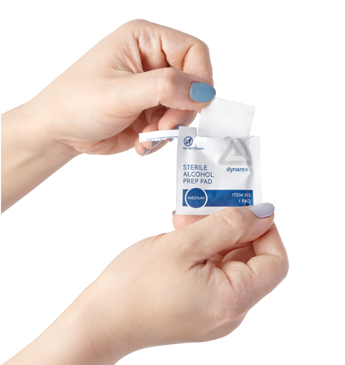 Dynarex Alcohol Prep Pad - Sterile, Medium, 50/bx, 40bxs/case (2000 Count)