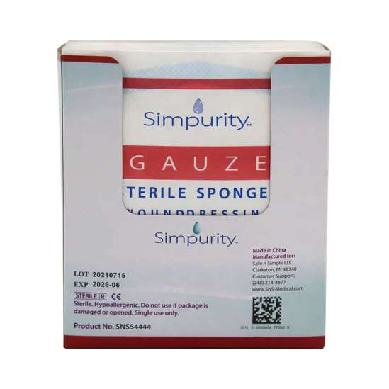 Safe N Simple Simpurity Gauze Sterile Sponge, 4 x 4 - 12 ply (400 Count)