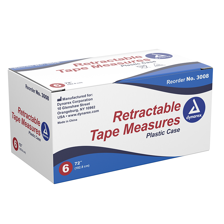 Dynarex Retractable Tape Measure, 72" - 6ea/bx, 24bxs/cs (144 Count)
