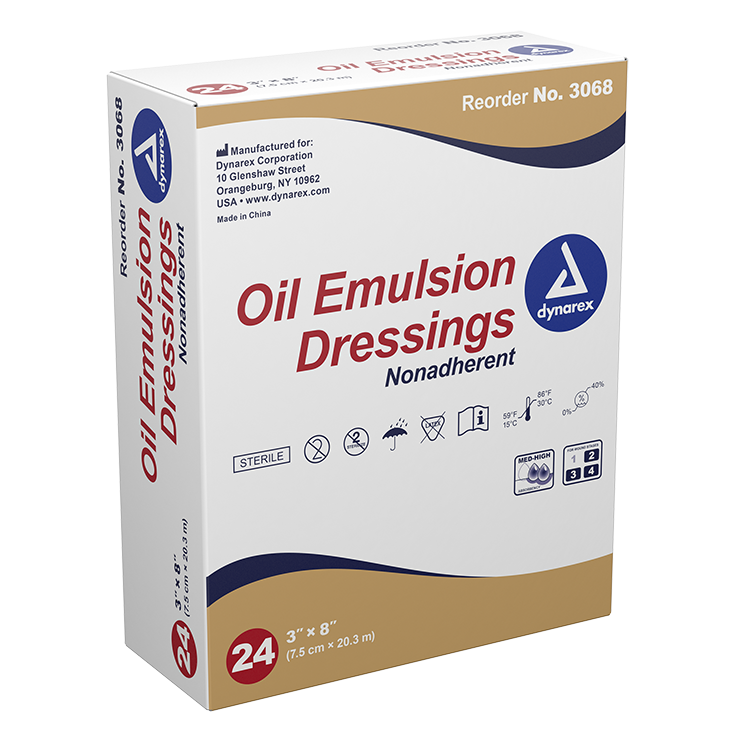 Dynarex Oil Emulsion Dressing, 3" x 8", 24ea/bx 6bxs/cs (144 Count)