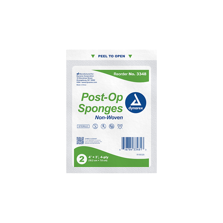 Dynarex Post-op Sponge - Sterile 2's, 4 Ply - 25ea/bx, 24bxs/cs (600 Count)