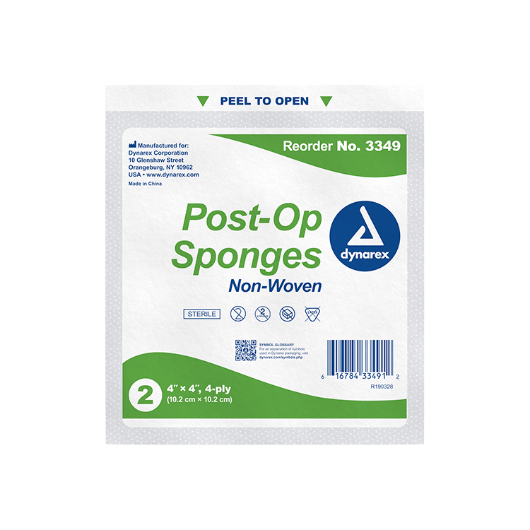 Dynarex Post-op Sponge - Sterile 2's, 4 Ply - 25ea/bx, 24bxs/cs (600 Count)