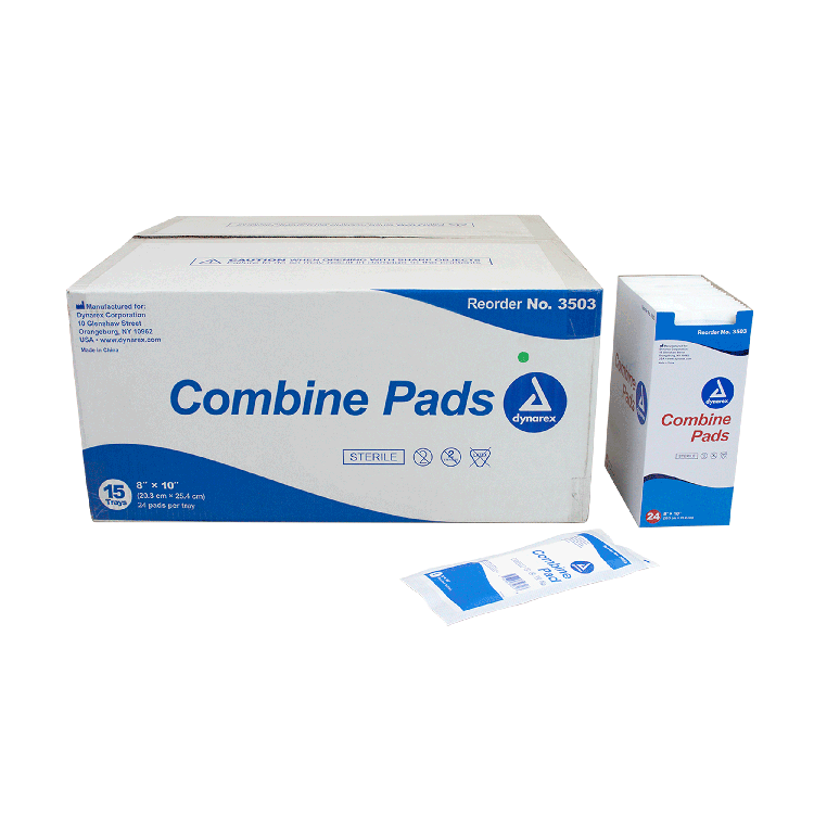 Dynarex Combine Pads 1/pouch - Sterile, 8" x 10" 24ea/bx, 15bxs/cs (360 Count)