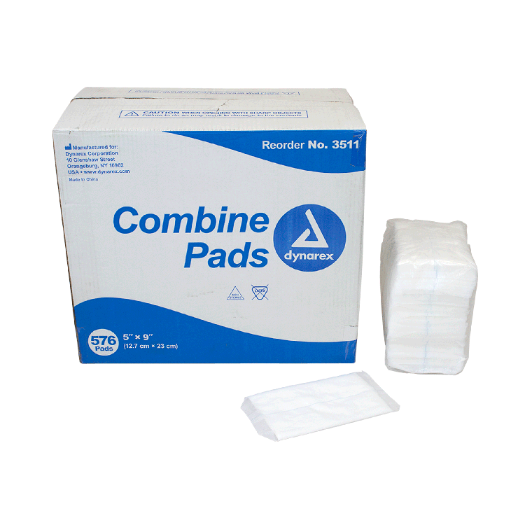 Dynarex Combine Pads - Non-Sterile, 5" x 9", Bulk (576 Count)