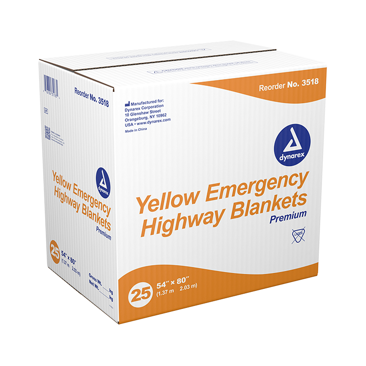 Dynarex Yellow Emergency Highway Blanket Premium - 54" x 80" (25 Count)