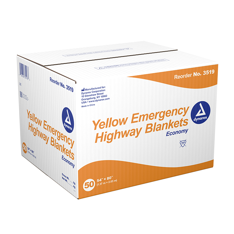 Dynarex Yellow Emergency Highway Blanket Economy - 54" x 80" (50 Count)