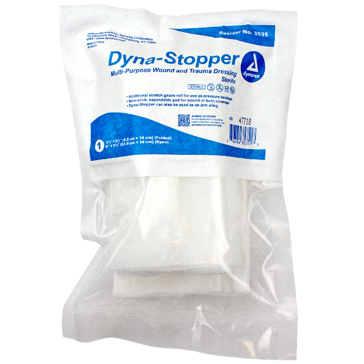 Dynarex Dyna-Stopper Trauma Dressing - Sterile 3.5" x 5.5" - 60ea/cs (60 Count)