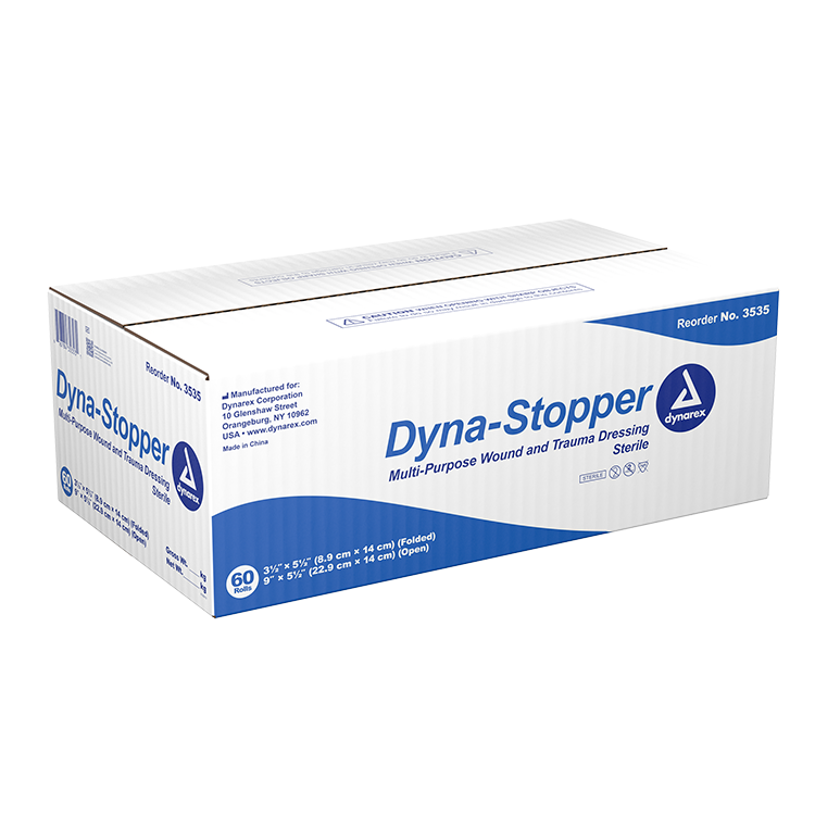 Dynarex Dyna-Stopper Trauma Dressing - Sterile 3.5" x 5.5" - 60ea/cs (60 Count)