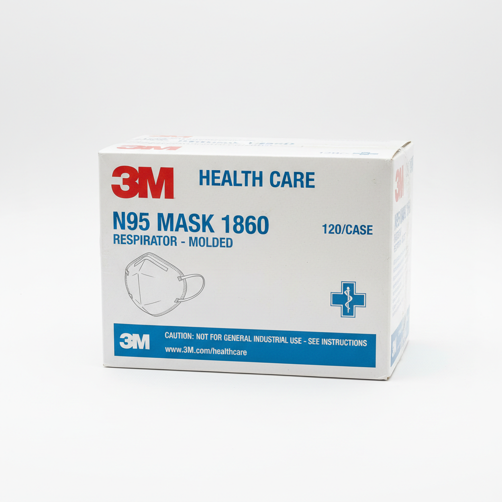 3M N95 Mask 1860 - 120/Case - close-up detail shot