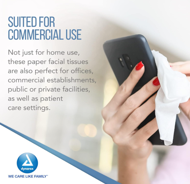 DynaCare Facial Tissues, 5.7" x 7", 200bxs/case (8000 Count)