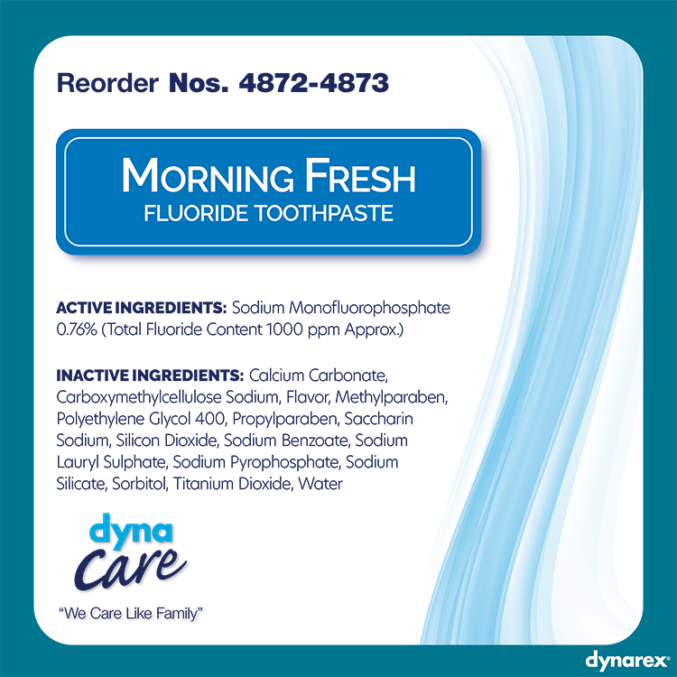 Dynarex Morning Fresh Mint Toothpaste with Fluoride (144 Count)