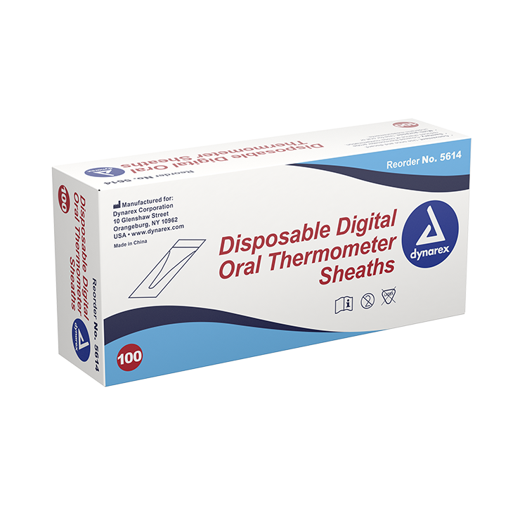 Dynarex Disposable Digital Oral Thermometer Sheaths - 100ea/bx, 50bxs/cs (5000 Count)