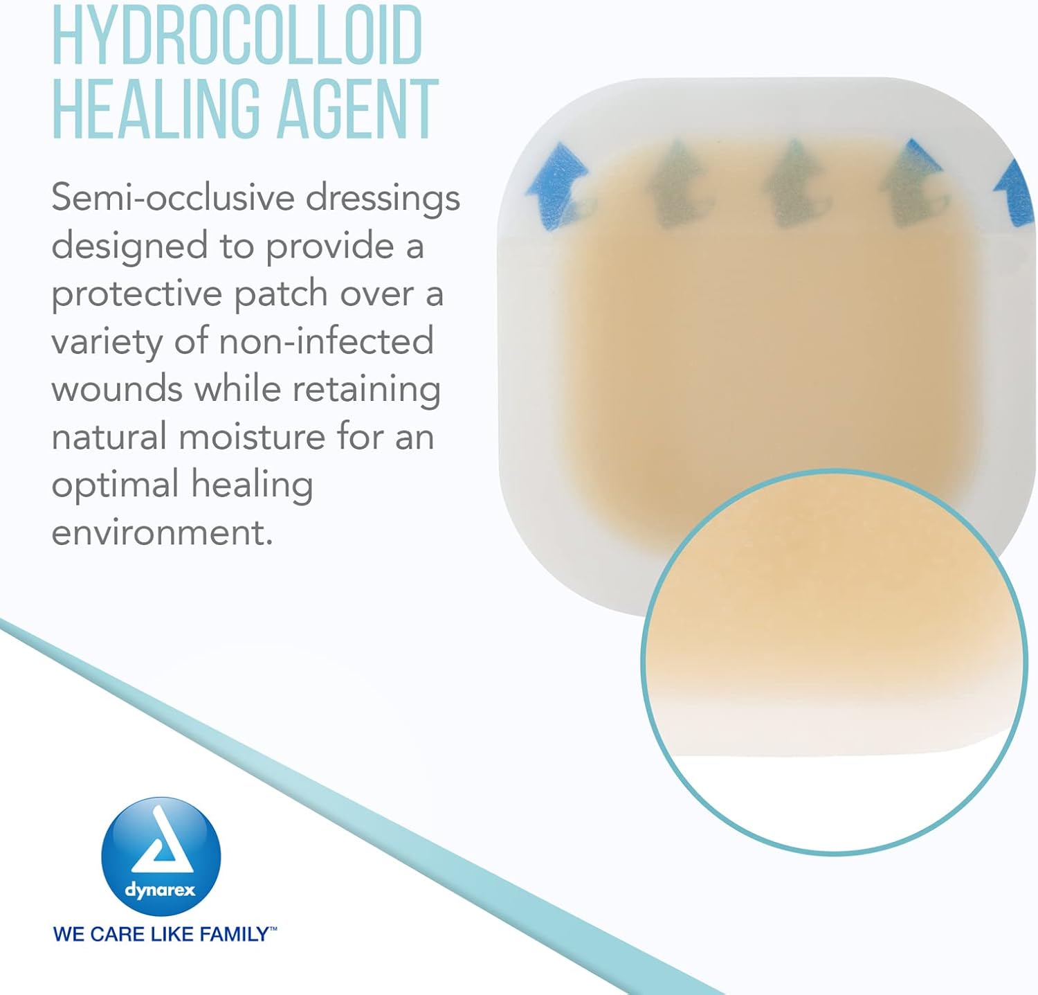 Dynarex DynaDerm - Hydrocolloid Dressing - Thin, 2" x 2", 20ea/bx, 12bxs/cs (240 Count)