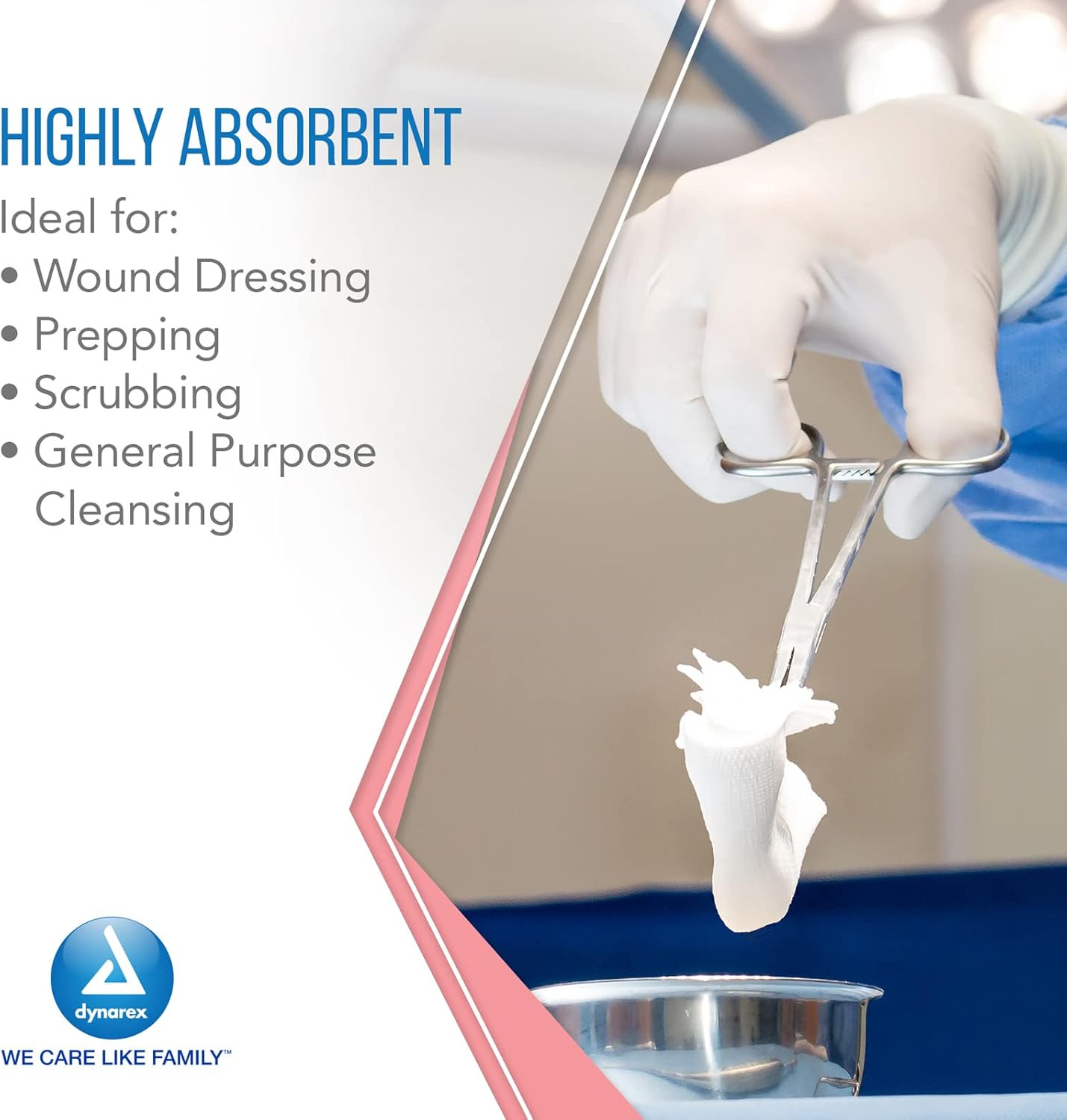 Dynarex Non-Woven Sponge, 4" x 4" 4 Ply 200ea/bx, 10bxs/cs (2000 Count)