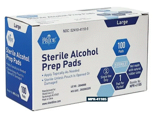 MedPride Sterile Alcohol Prep Pads - Large - 100 pads, Case of 10 ( 1000 count)