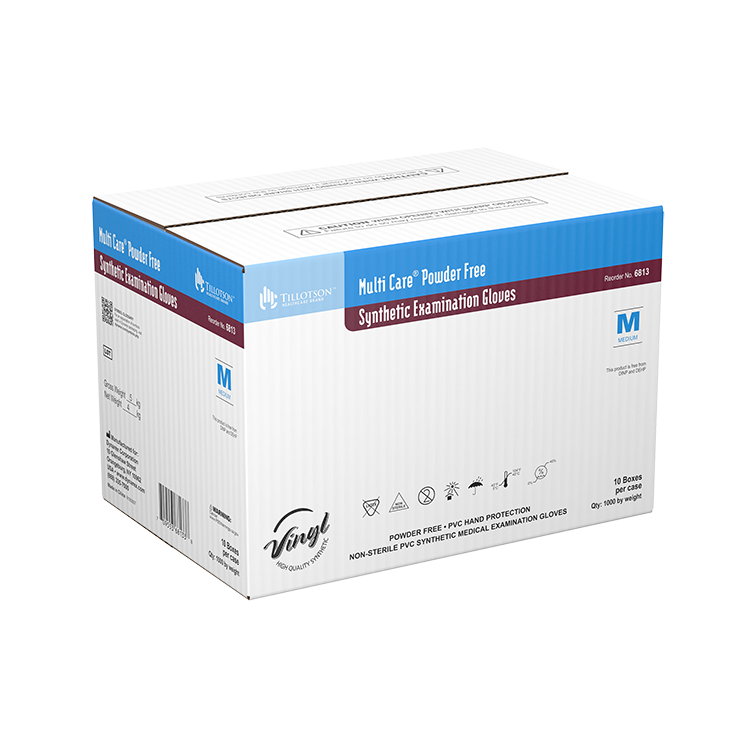 Dynarex Multi Care Vinyl Exam Gloves, Powder-Free - 100ea/bx, 10bxs/cs (1000 Count)