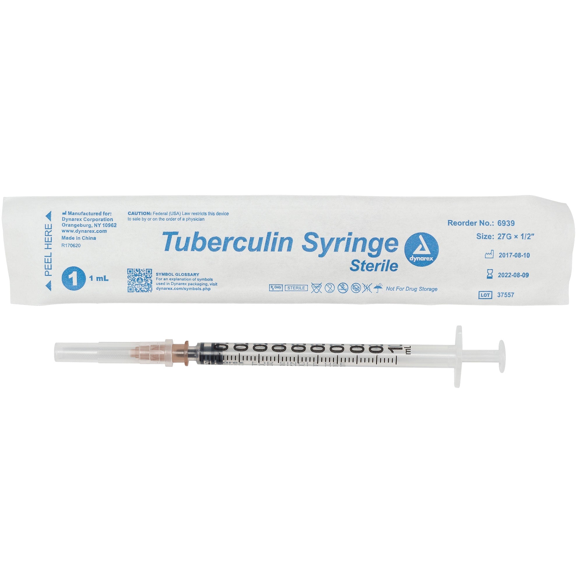 Dynarex Tuberculin Non-Safety Syringe - Luer Slip (1000 Count)