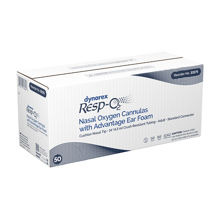 Dynarex Resp-O2 Nasal Oxygen Cannula, Cushion Tip w/Advantage Ear Foam (50 Count)
