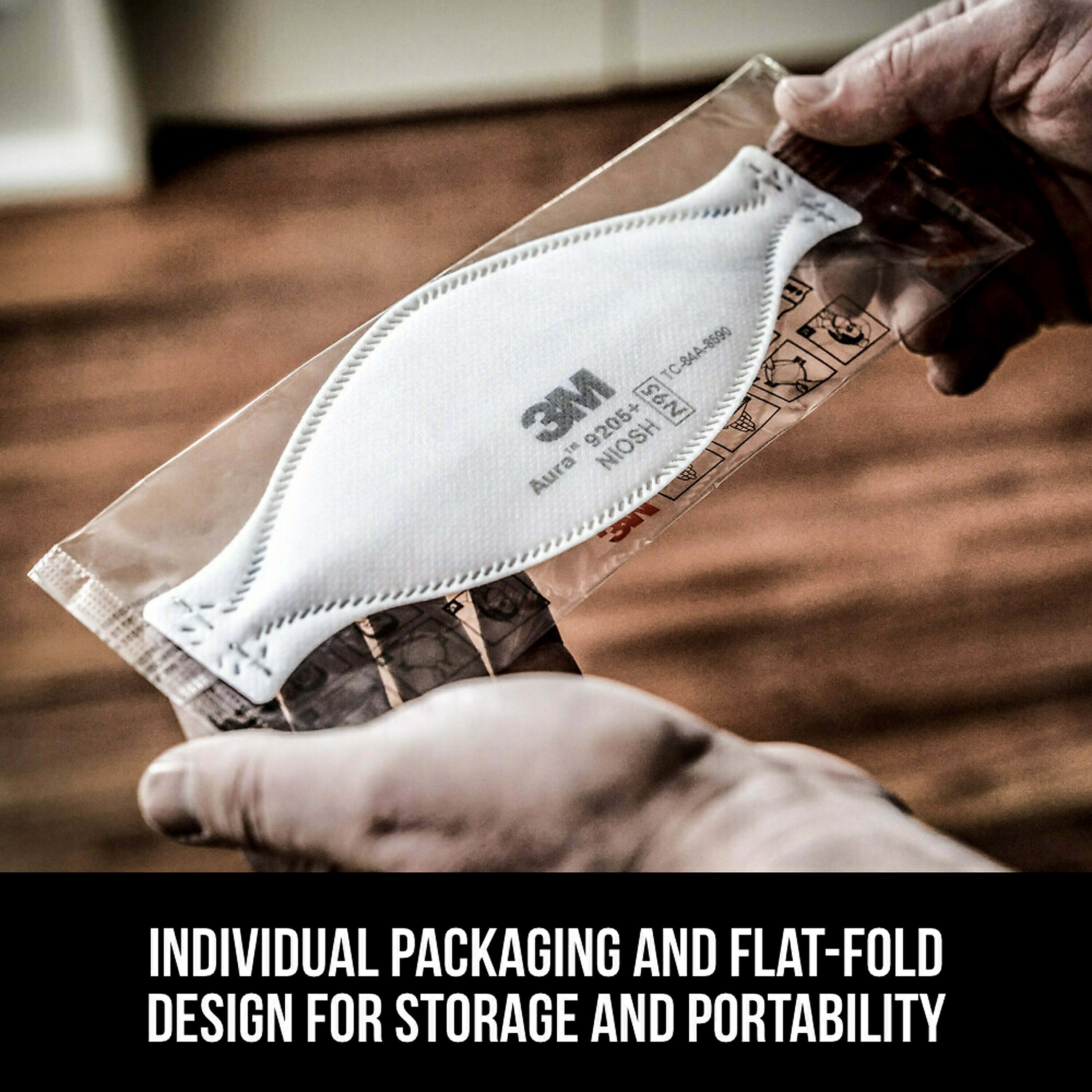 3M 440pcs Aura 9205+ Particulate Respirator N95 Face Mask, Regular Size, Individually wrapped & Flat Fold