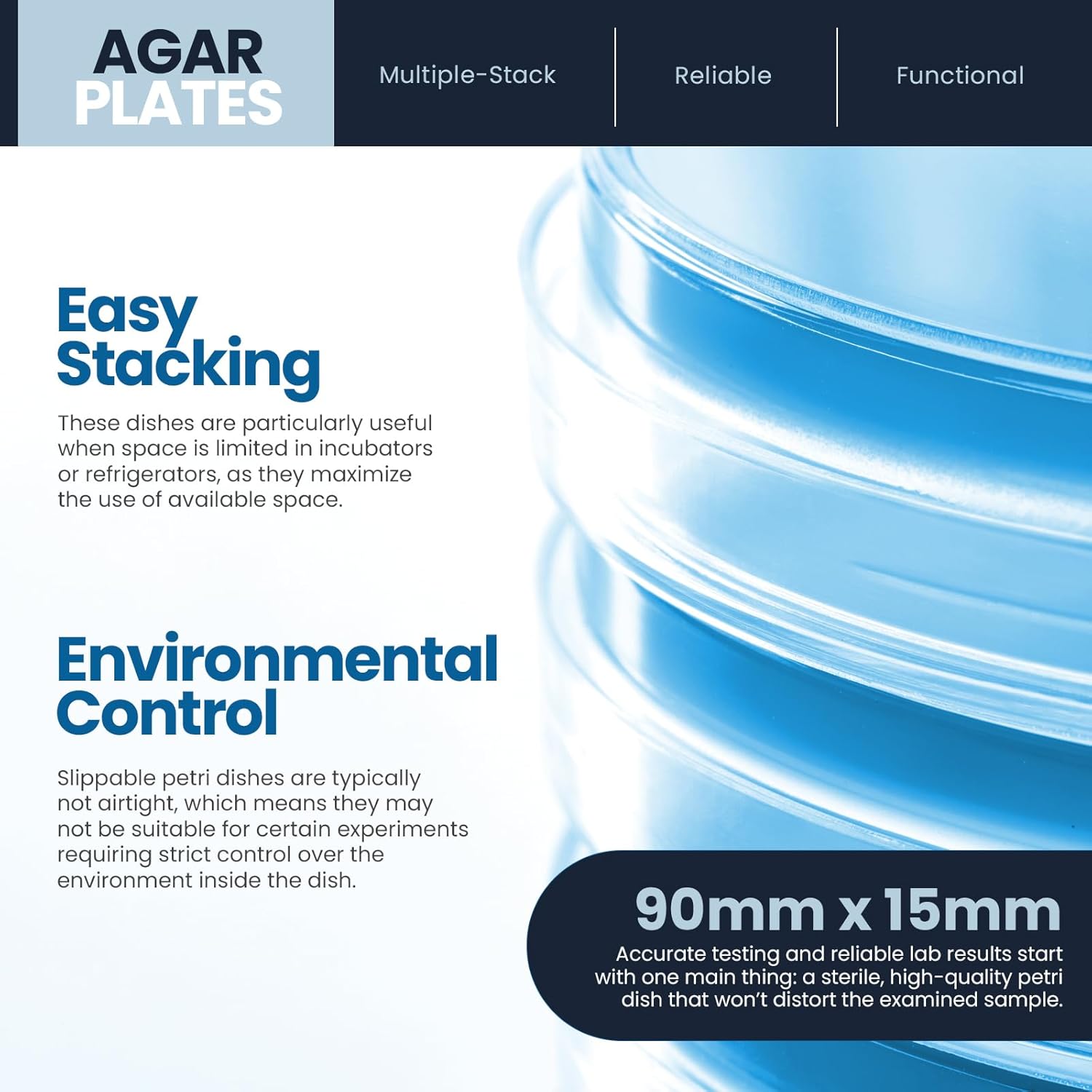 MedPride Slippable Petri Dishes with Lids, Sterile 90mmx15mm - 20 Pack of 25 (500 Count)