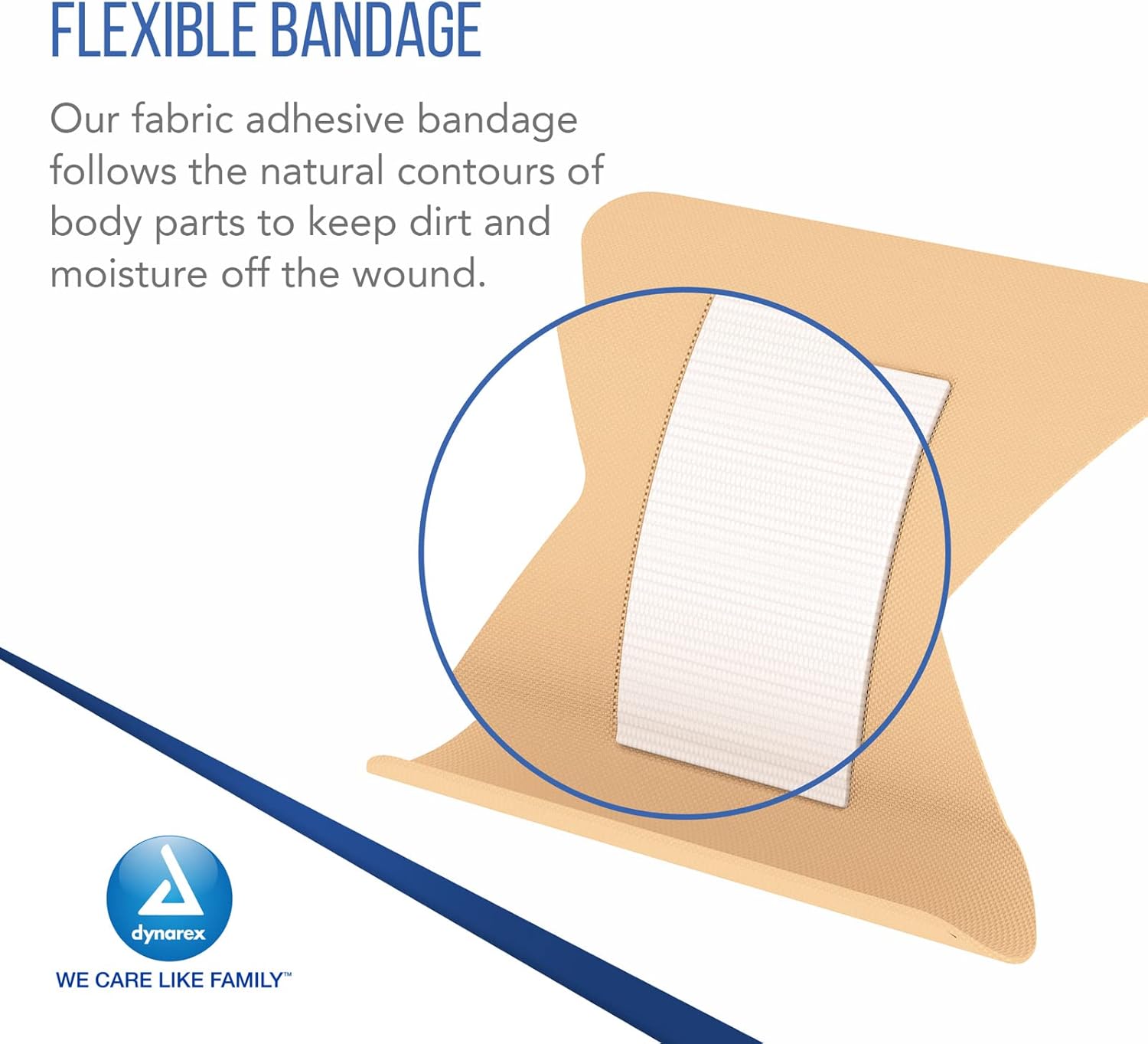 Dynarex Adhesive Fabric Bandages Fingertip - Sterile, 1 3/4" x 2" (2500 Count)