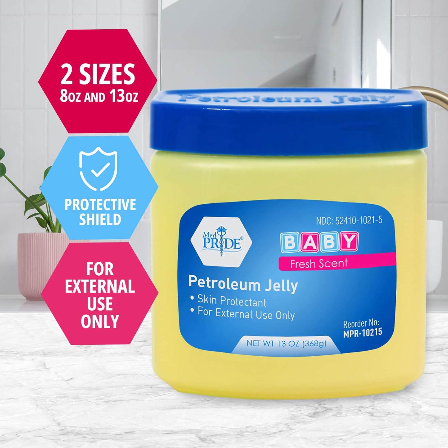 MedPride Petroleum Jelly With Fresh Baby Scent - Blue - 13 oz - 24/cs.