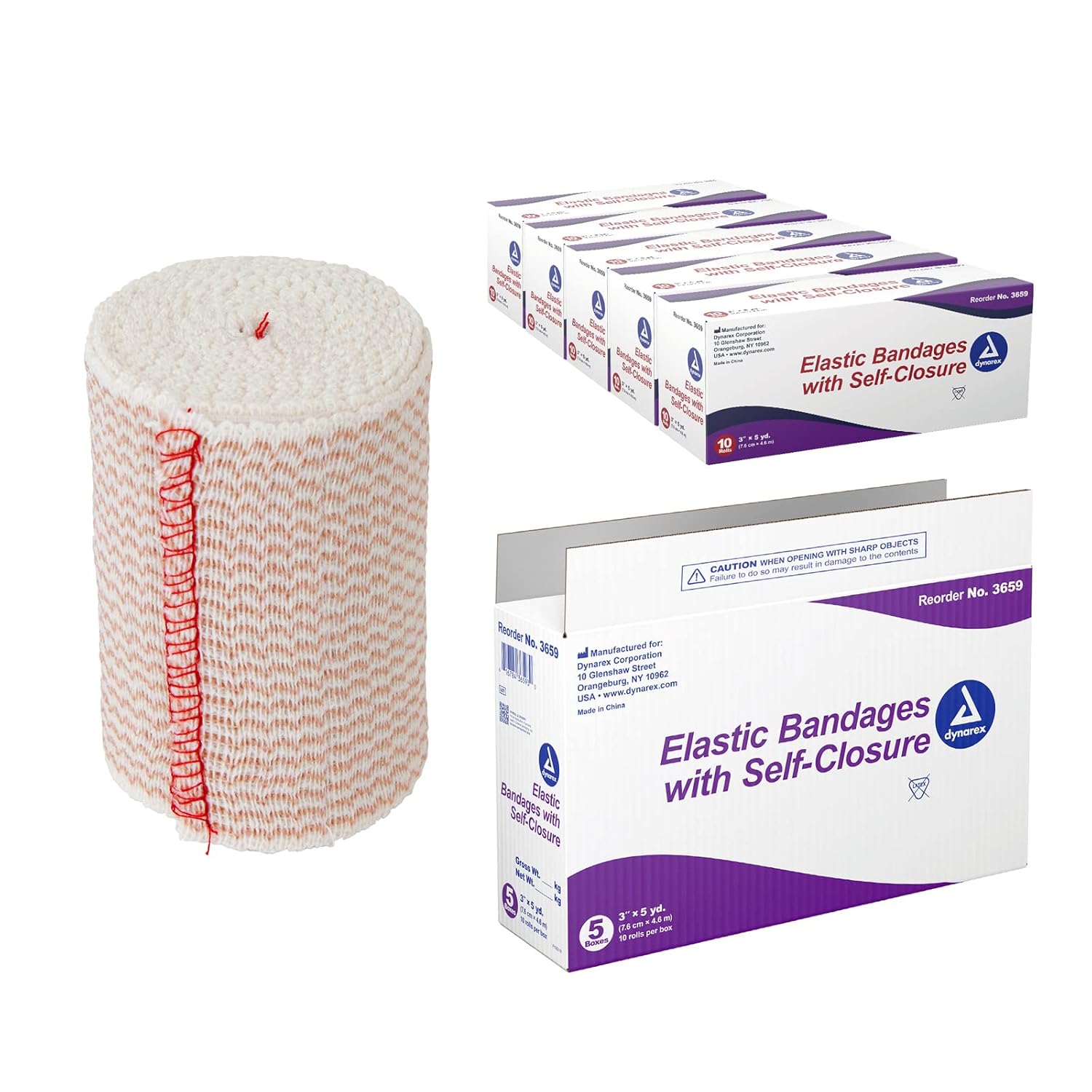 Dynarex Elastic Bandage w/ Self-Closure, 10ea/bx, 5bxs/cs (50 Count)