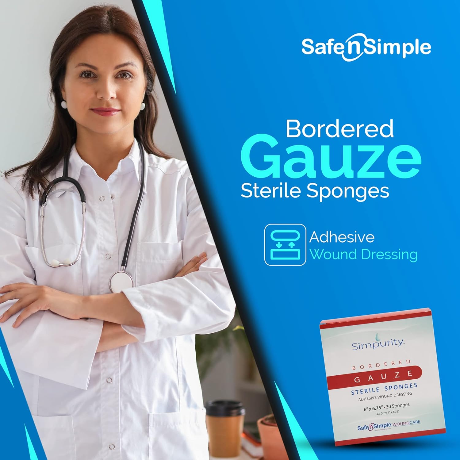 Safe N Simple Simpurity Bordered Woven Gauze (480 Count)