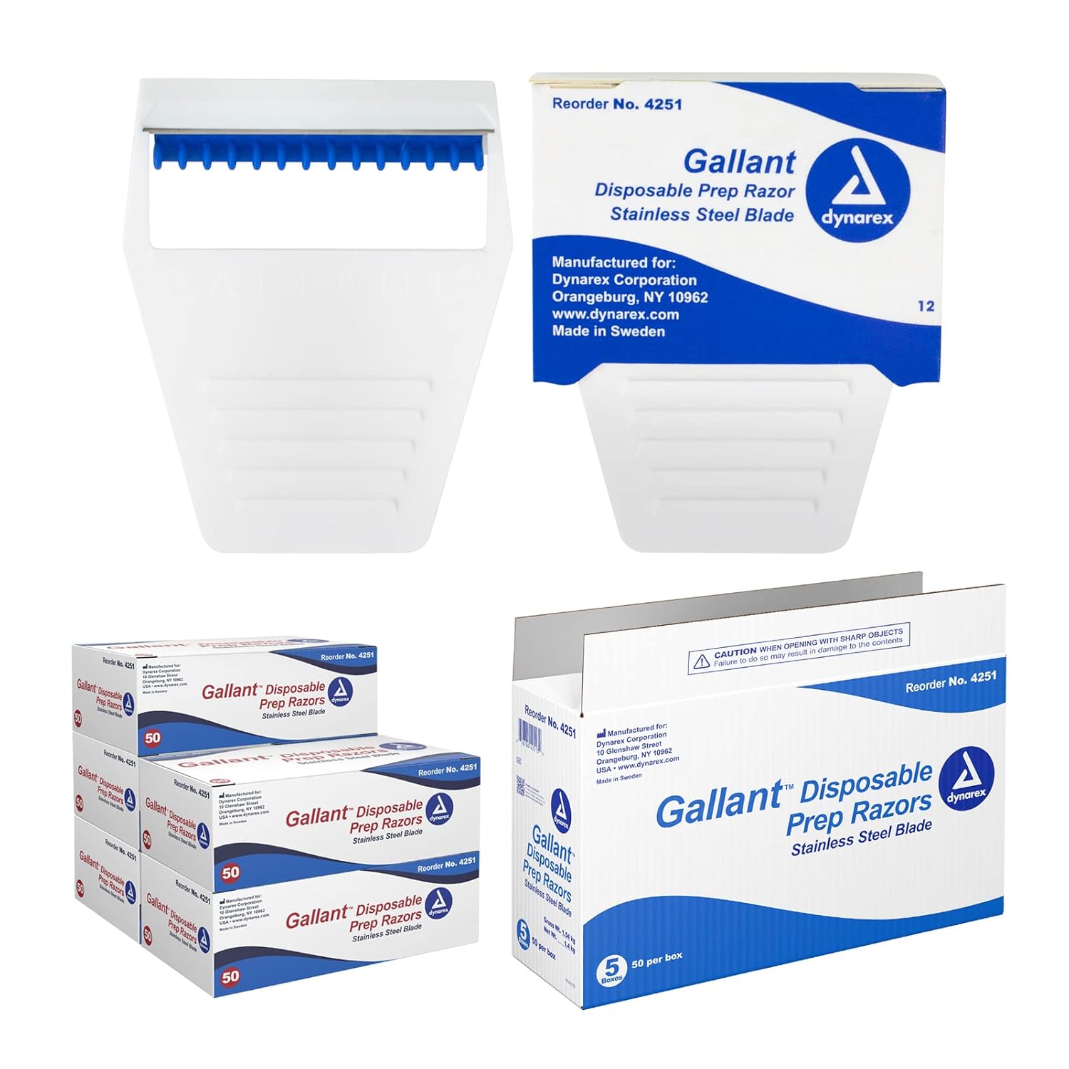 Dynarex Gallant Disposable Prep Razors - 50ea/bx, 5bxs/cs (250 Count)