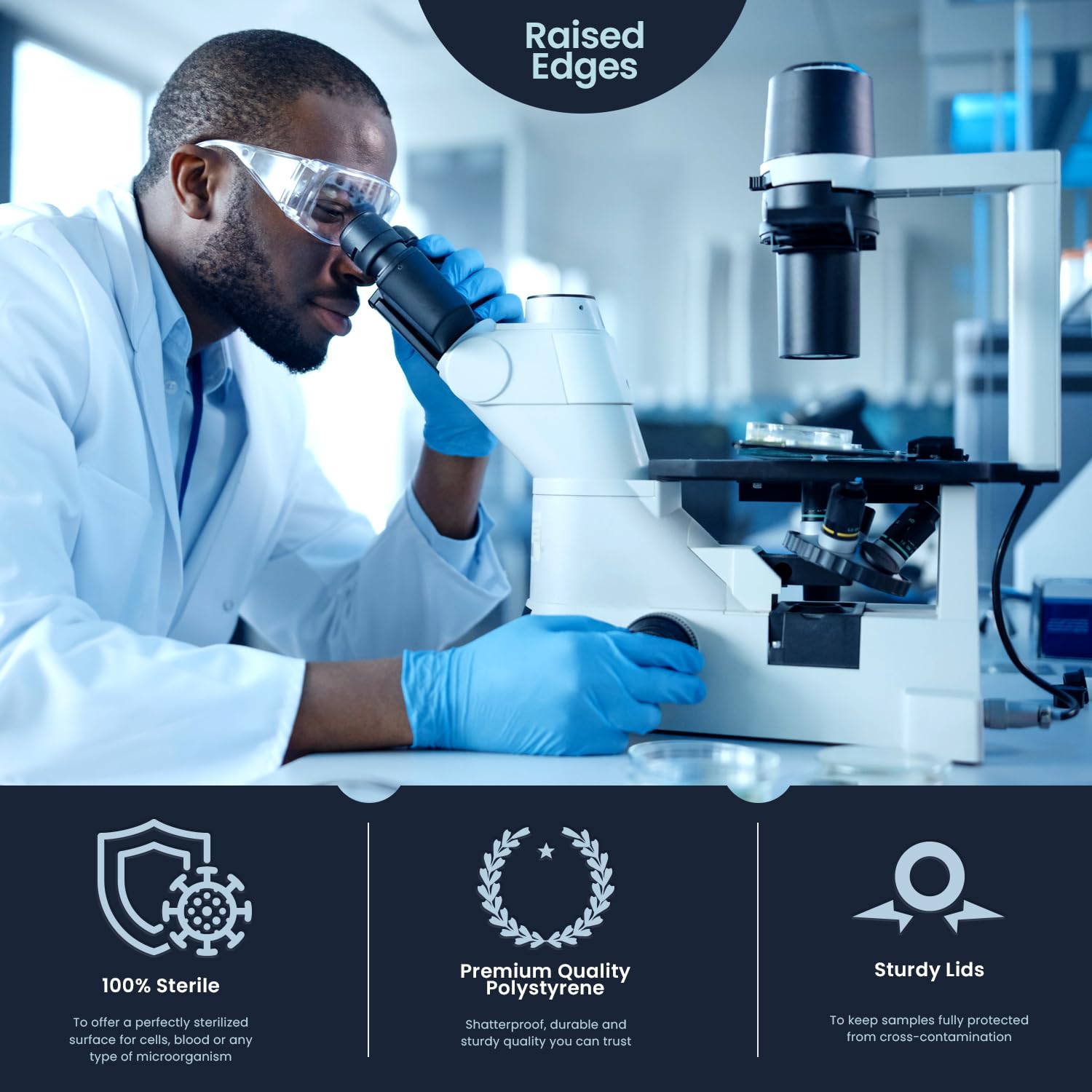 MedPride Slippable Petri Dishes with Lids, Sterile 90mmx15mm - 20 Pack of 25 (500 Count)