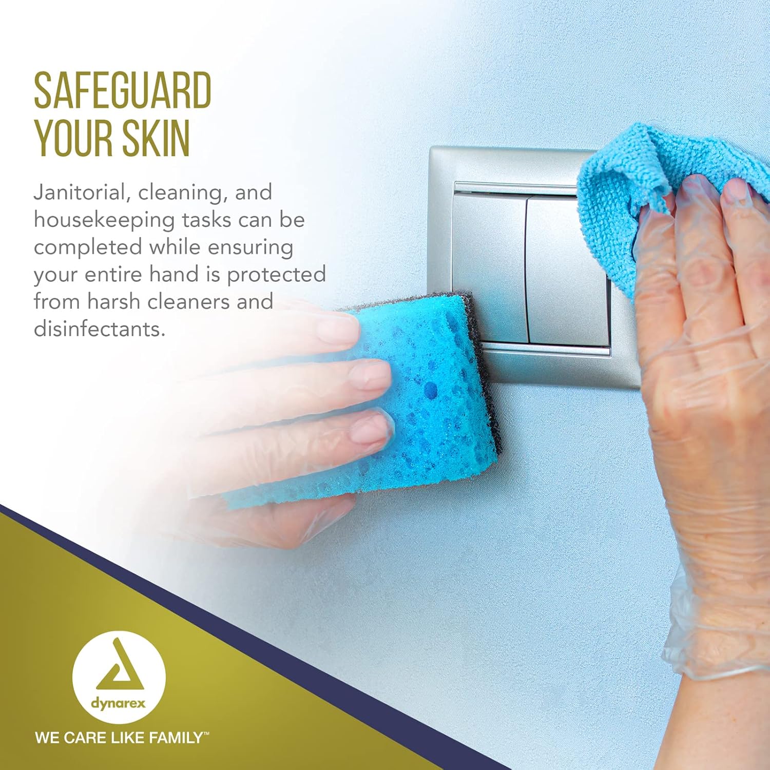 Dynarex Safe-Touch Vinyl Exam Gloves, 3 Mil Thick, Powder-Free, 100/bx, 10bxs/cs (1000 Count)