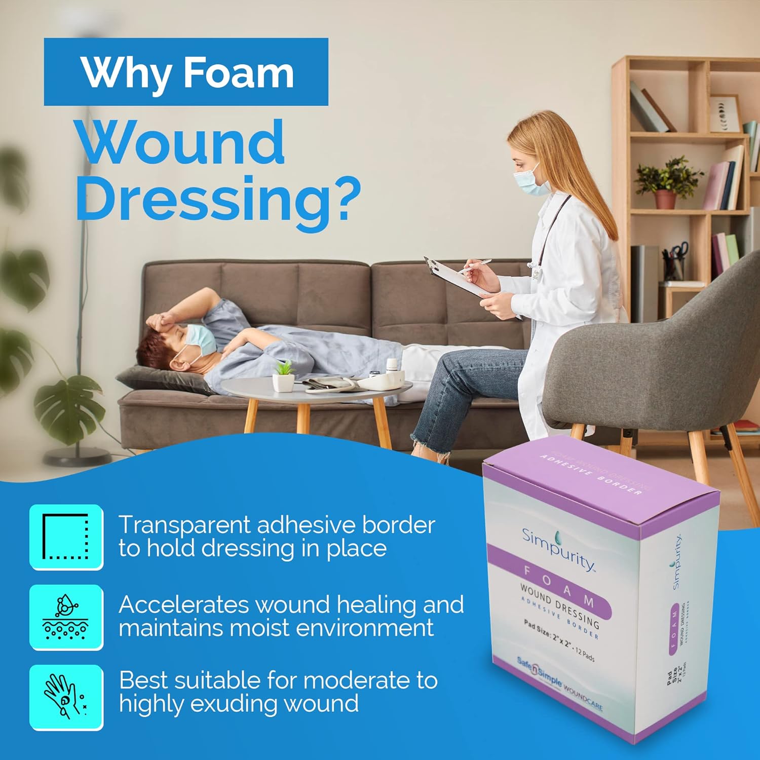 Safe N Simple Simpurity Foam with Adhesive Border (192 Count)