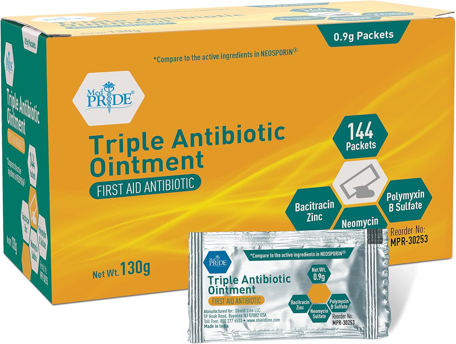 MedPride Triple Antibiotic Ointment - 0.9g 144 Packets, Case of 12 (1,728 count)