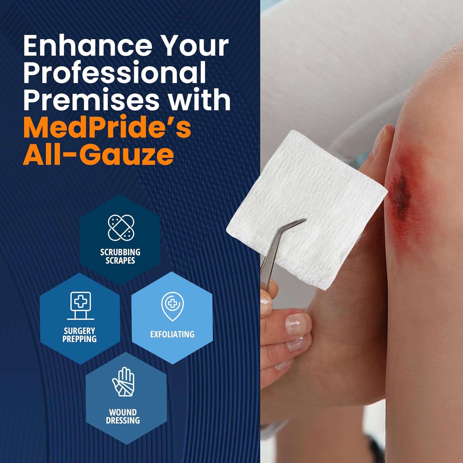 Medpride All Gauze Surgical Sponge Non-Sterile - 4”x 4”, 16-ply Extra Absorbent Sponges, 200/Box, Case of 10 (2,000 Count)