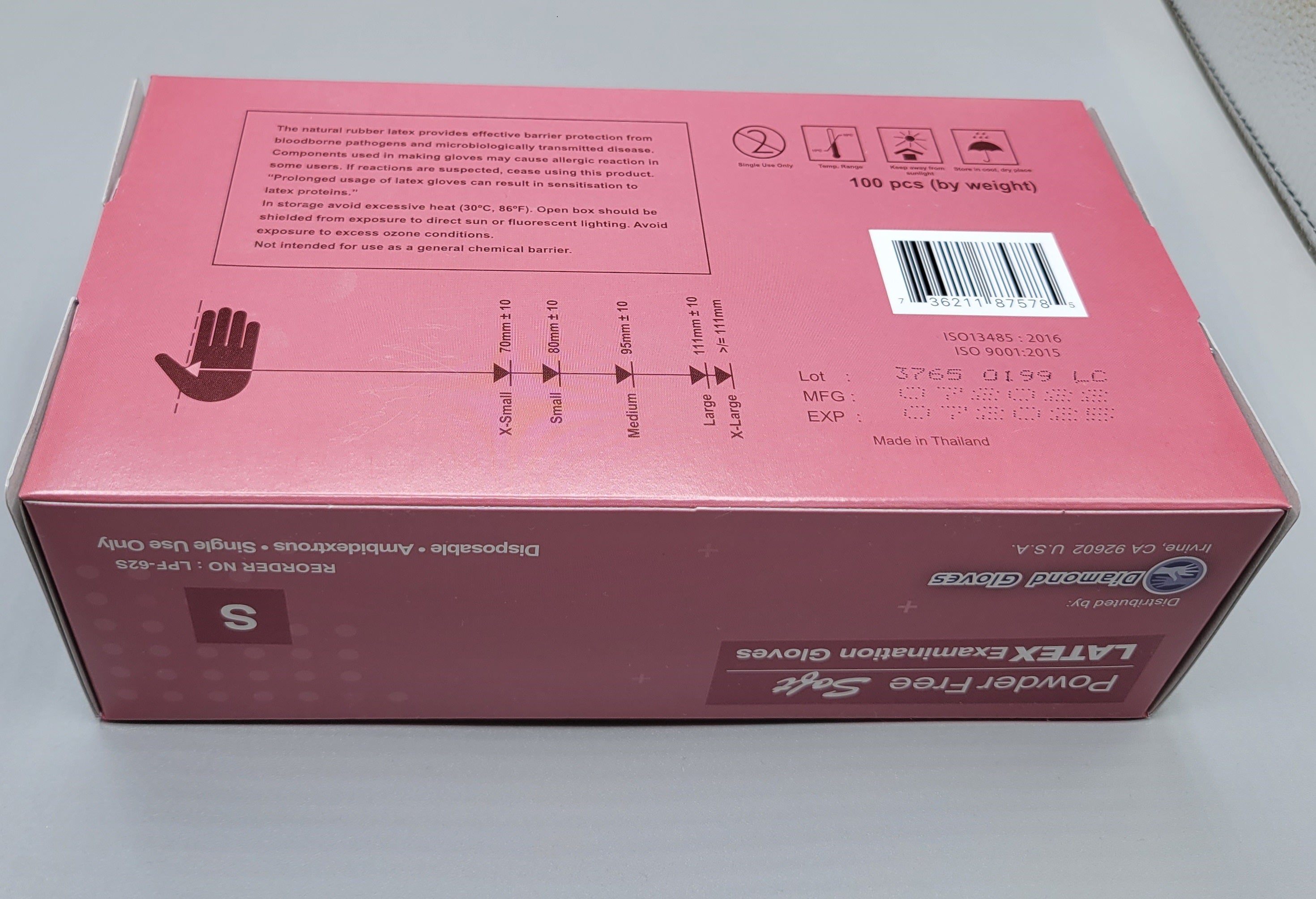 Diamond Advance IP62 Latex Exam Gloves 5.6mil Polymer Coated Powder Free 10 boxes per case