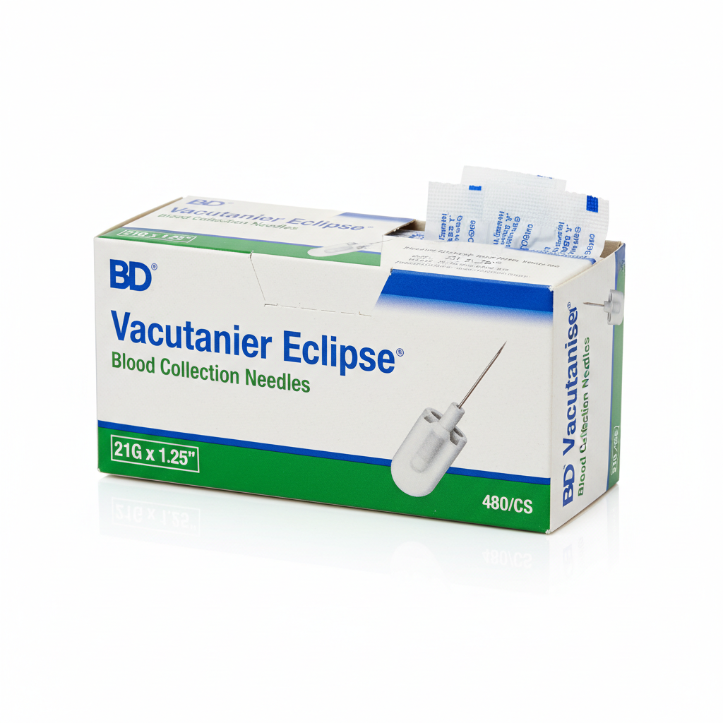 BD Vacutainer Eclipse Blood Collection Needles, 21G x 1.25", 480/CS - close-up detail shot