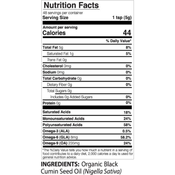 Black Seed Oil Nutrition Facts