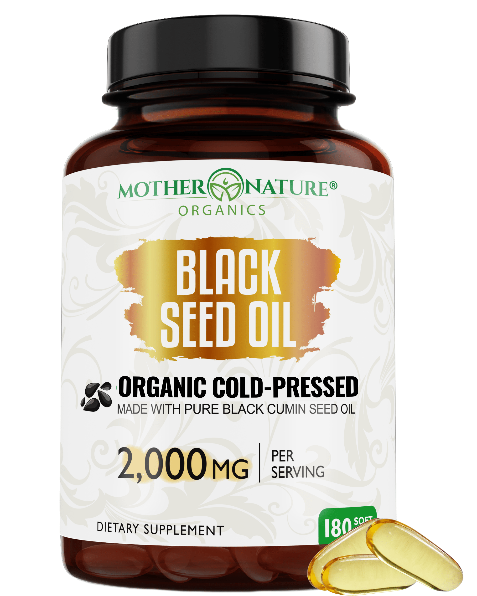 Black Seed Oil Capsules 2,000mg (Softgel) by Mother Nature Organics