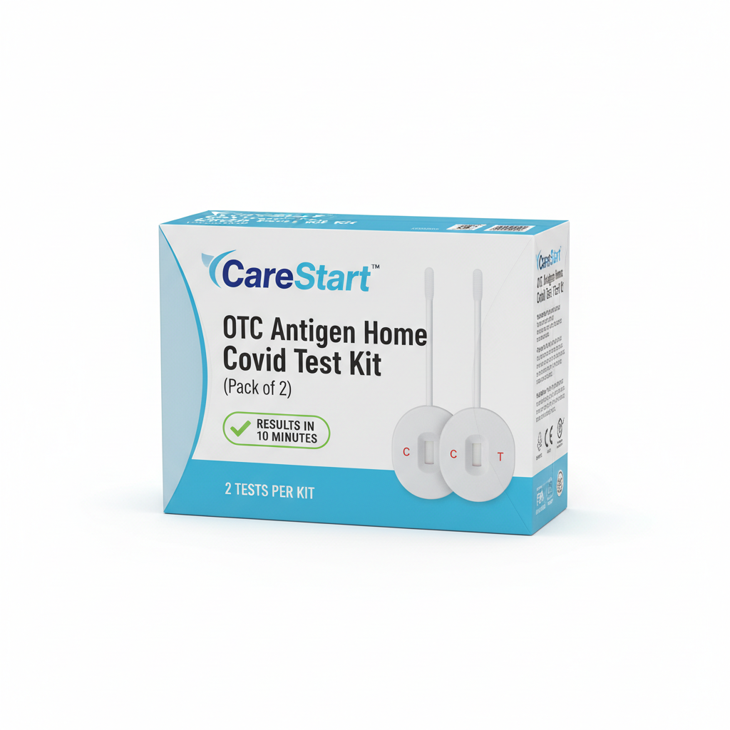 CareStart™ OTC Antigen Home Covid Test Kit (Pack of 2) - close-up detail shot