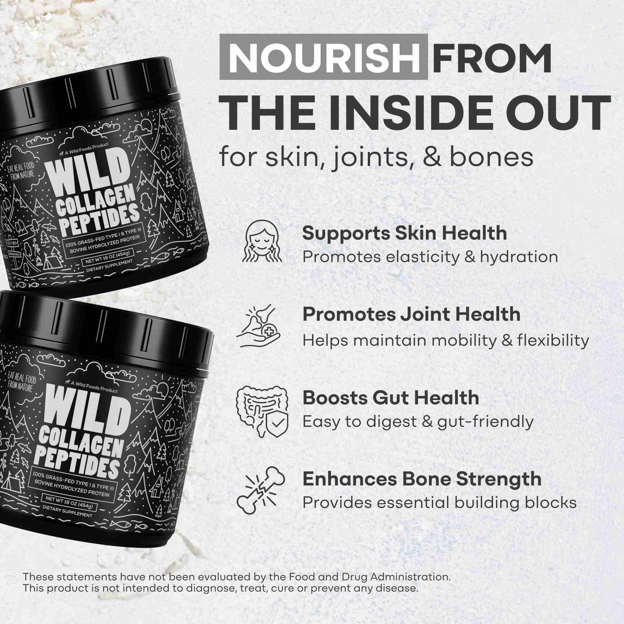 Grass-Fed Collagen Peptides, 41 servings – Skin, Hair & Joint Support Collagen by Wild Foods