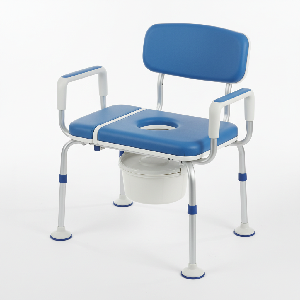 Combination Transfer Bench/Commode - close-up detail shot