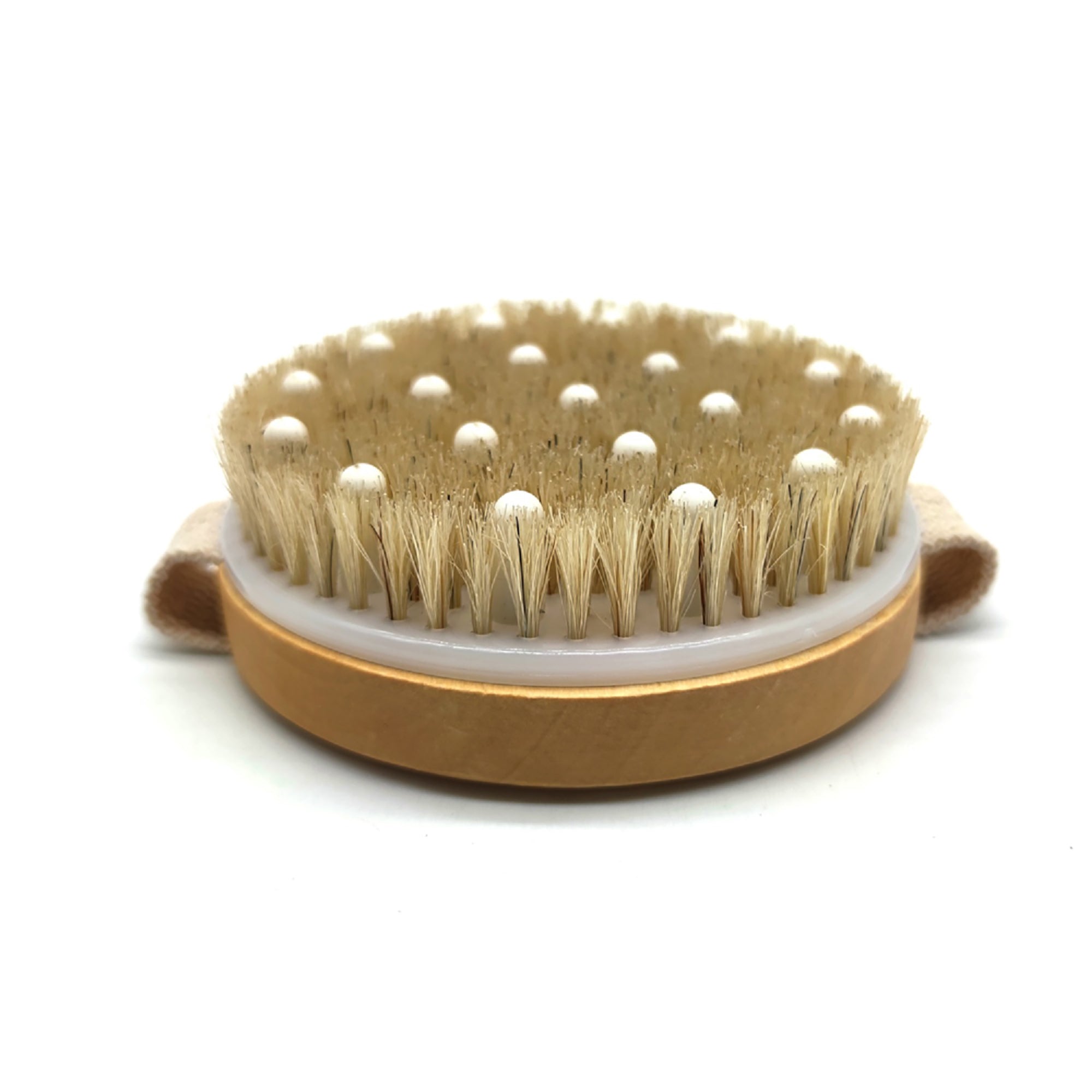 Bath Brush and Rubber Massager with Lotus wooden handle by Pursonic