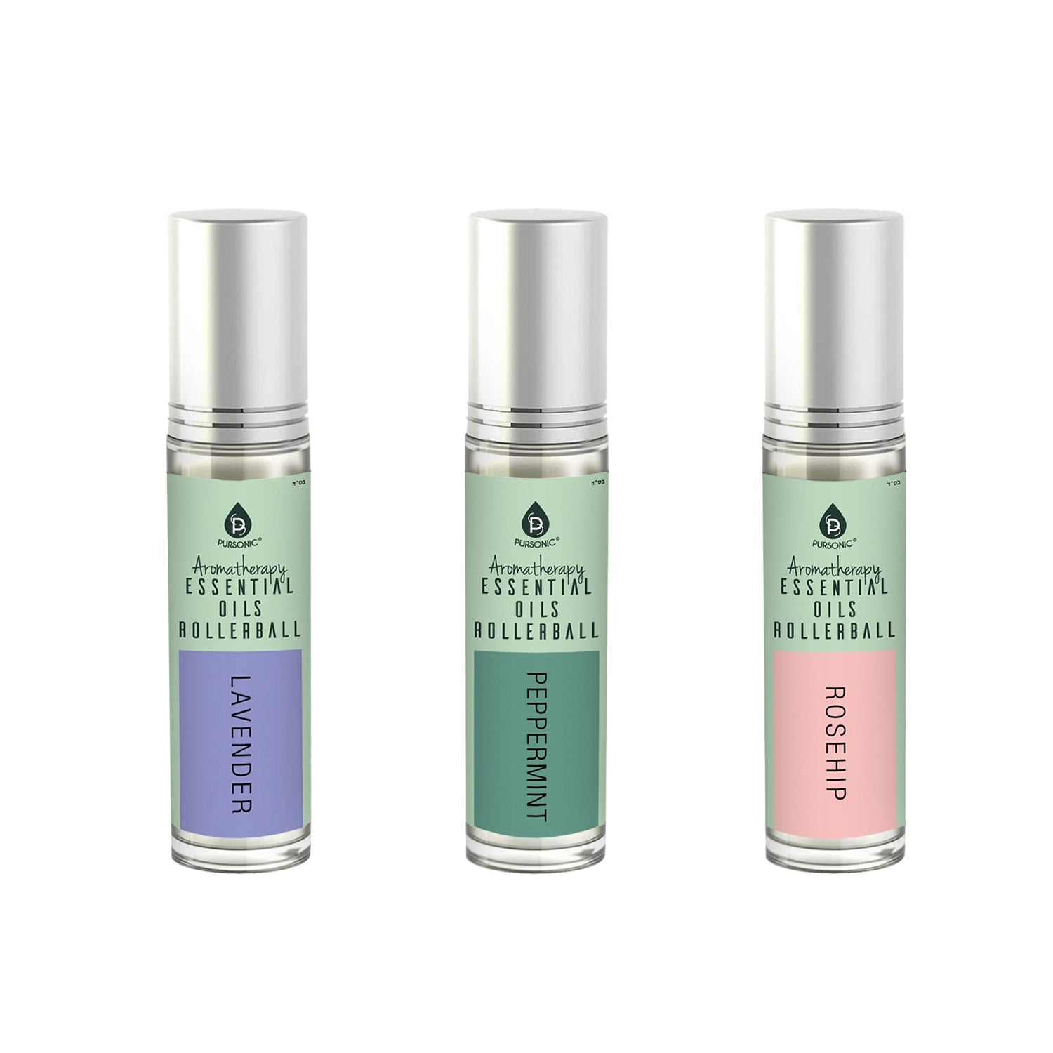Aromatherapy Essential Oil Rollerballs (Lavender, Peppermint, Rosehip) by Pursonic
